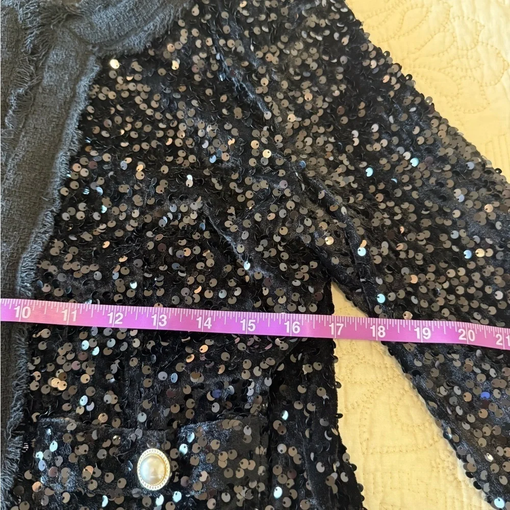NWT ADORABLE Nanette Lepore black sequin blazer jacket women's S